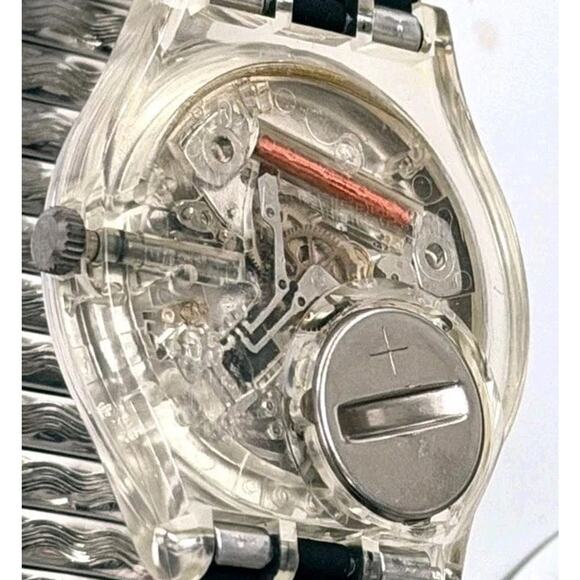 Swatch watch BLACK JADE GK158 1993 Standards rare transparent Swiss made Large - Picture 5 of 7